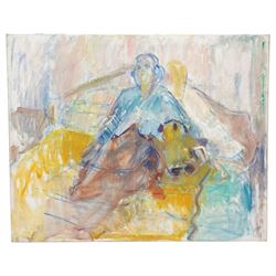 John Gilbey Bowles (British 1929-2011): Interior Scene with Lady in Bed, oil on canvas unsigned 102cm x 127cm (unframed
Provenance: from the family of the artist