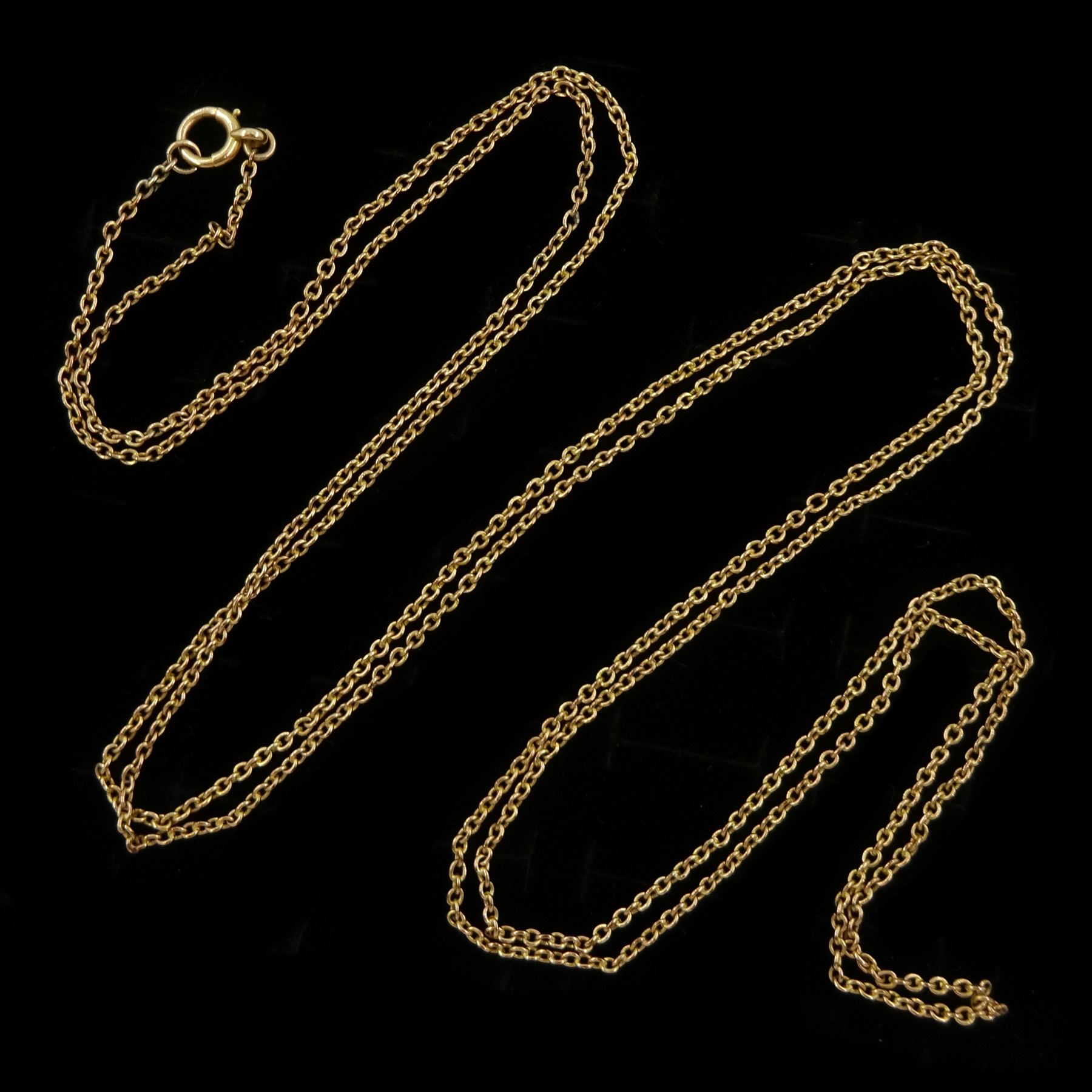 Early 20th century rose gold belcher link guard chain / necklace, stamped 9