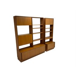 G-Plan - mid-20th century teak wall unit, fitted with shelves and cupboards