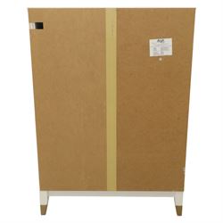 Dorel Home - Modern chest of drawer, white painted rectangular top above, four drawers with bronze metal handles, on tapered supports 