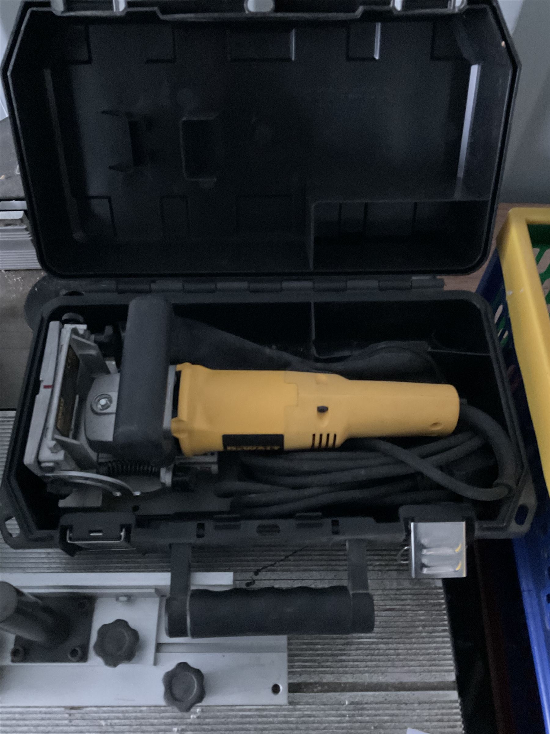 Ryobi router table with router, dewalt biscuit joiner with biscuits, joiners books, clamps etc  - THIS LOT IS TO BE COLLECTED BY APPOINTMENT FROM DUGGLEBY STORAGE, GREAT HILL, EASTFIELD, SCARBOROUGH, YO11 3TX