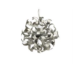 Dar Lighting - 'Rawley' 9 Light Brushed Aluminium Metal Ribbon Pendant chandelier