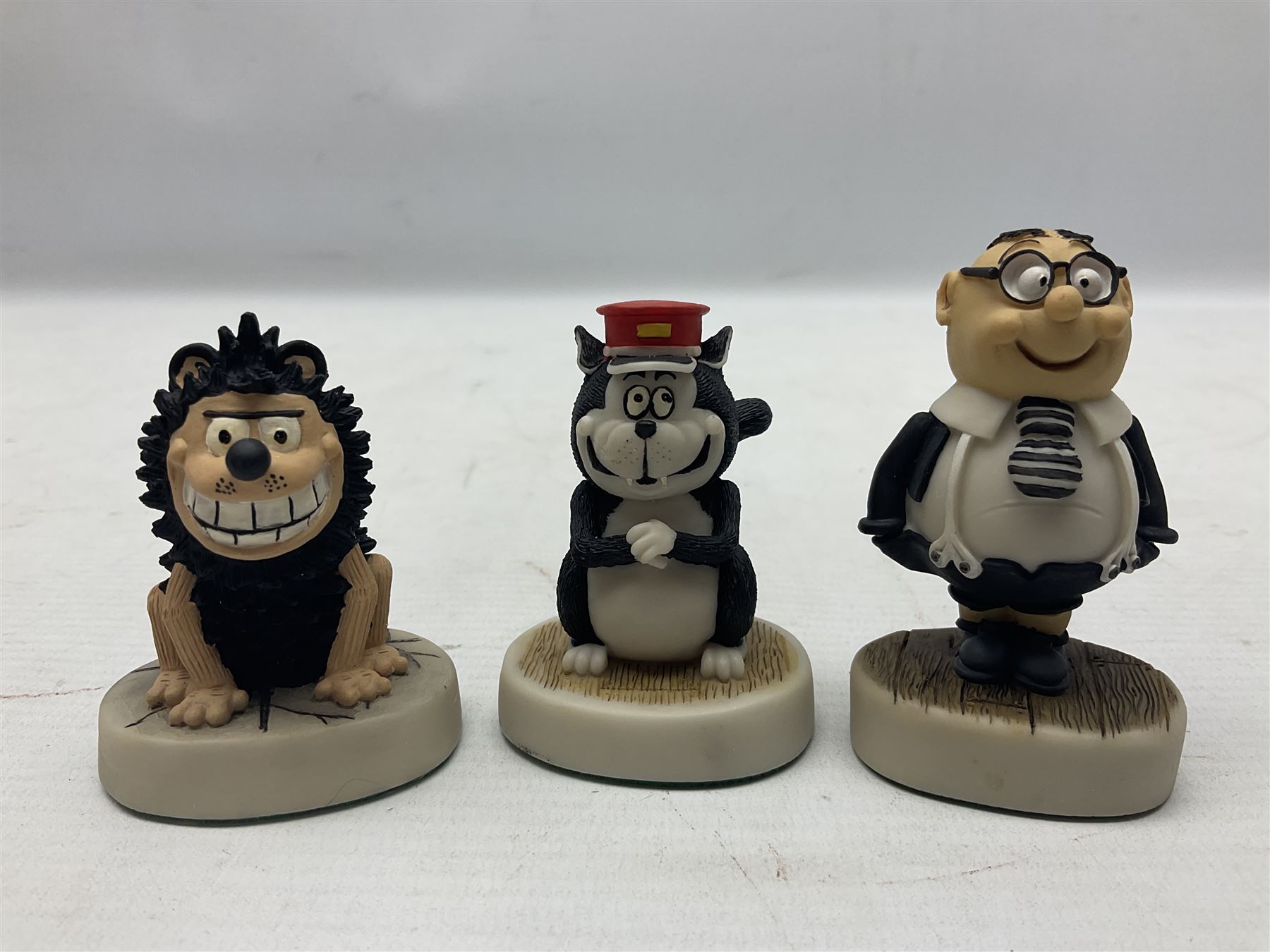 Fourteen Robert Harrop figures from the Beano Dandy collection, comprising Minnie the Minx BD04, Danny BD10, Biffo the Bear BD19, Spotty BD16, Smiffy BD09, Oops! BDS01, Little Plum BD27, Wilfrid BD15, Danny BD10, Winston BD17, 'Erbert BD14, Gnasher BD02, Beryl the Peril BD05 and Desperate Dan BD03, all with boxes