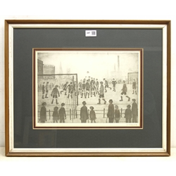  Laurence Stephen Lowry RA (Northern British 1887-1976): 'The Football Match', limited edition monochrome lithograph with blind stamp signed and numbered 464/850 in pencil 27cm x 37cm Provenance: with Charles Nicholls & Son, Royal Exchange Galleries, Manchester - original receipt dated Sept. 1st 1973 verso  DDS - Artist's resale rights may apply to this lot    