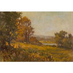 Sidney Valentine Gardner (Staithes Group 1869-1957): 'In the Valley of the Lathkill - Peak of Derbyshire' and Lakeside Landscape, two oils on canvas board signed, one titled verso 24cm x 34cm 