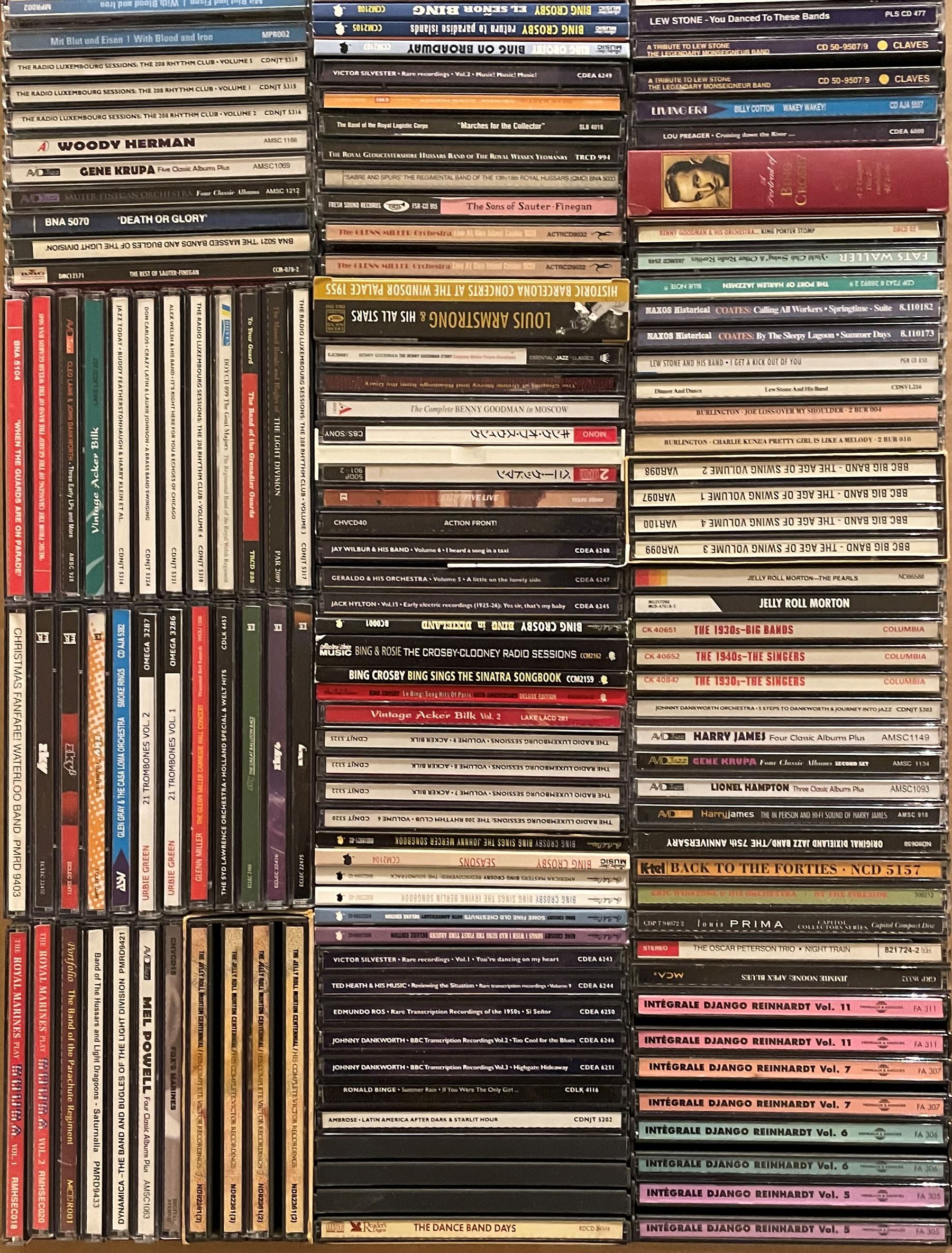 A large collection of mostly Jazz CD's including Fats Waller, Eddie Calvert, Harry James, Ella Fitzgerald, Wood Herman, Frank Sinatra and other music four boxes (400+)