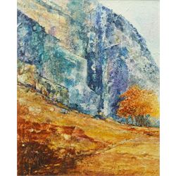 Keith Mountain (British 1944-): Cliff Face and Trees, watercolour on textured paper signed...
