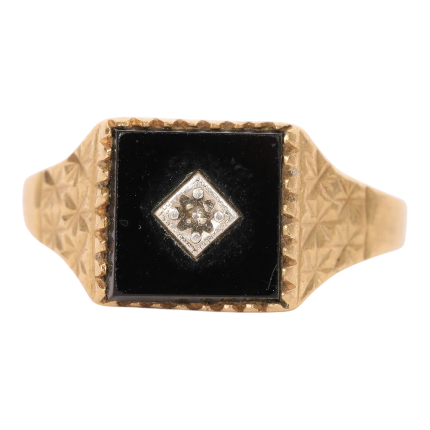 9ct gold black onyx signet ring, hallmarked
