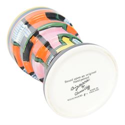 Wedgwood Bizarre by Clarice Cliff, Football vase 366, hand painted based upon an original, limited edition 175/250, with certificate and box, H15cm 