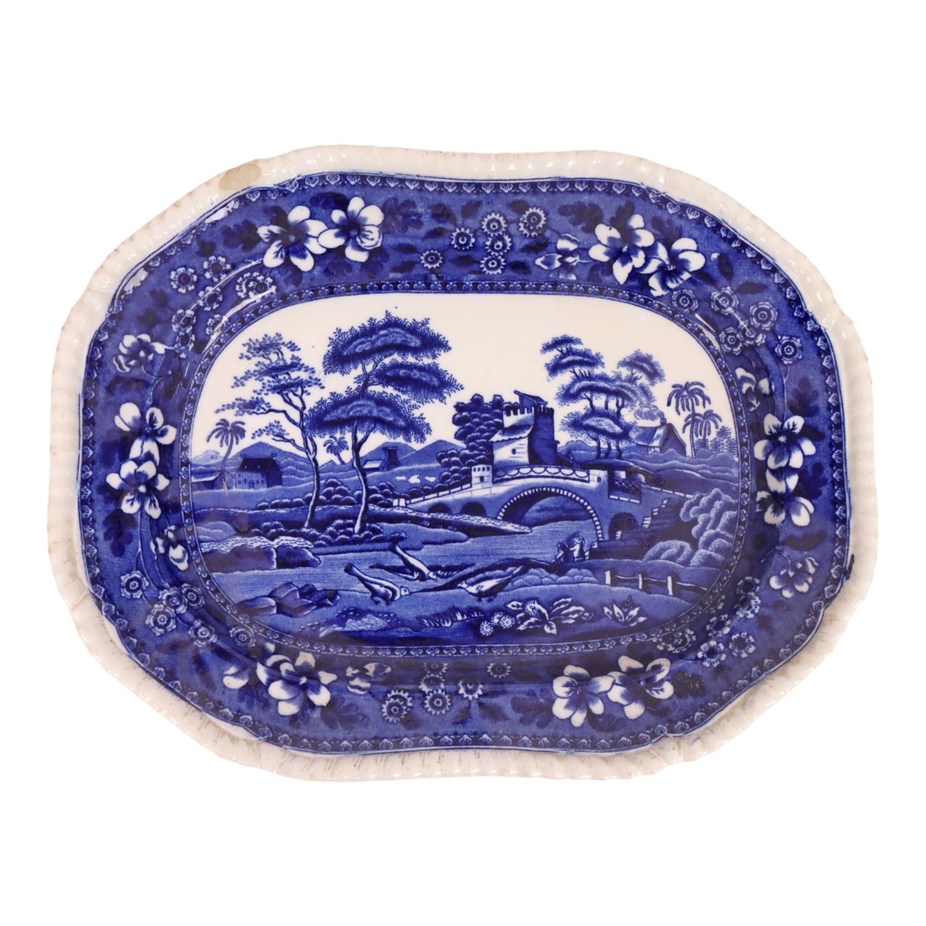 Spode Tower pattern graduating set of three platters, largest L44cm D35cm 