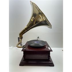 His Master's Voice gramophone, with brass horn