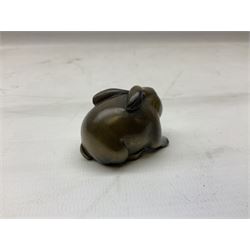 Netsuke in the form of a rabbit, signed to base