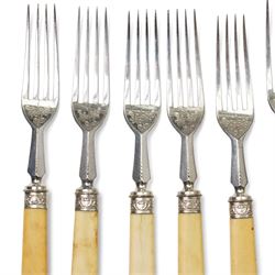Silver plated egg boiler with bird finial, plated cocktail shaker, plated table bell, pair of tortoiseshell brushes' plated dessert knives and forks and other items 