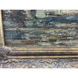 Kershaw Schofield (British 1872-1941): Dutch Bridge and Windmill, oil on panel signed 38cm x 51cm