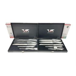 Two cased Swiss knife sets