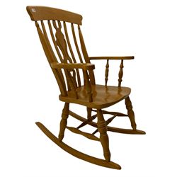 Solid beech farmhouse rocking chair, Windsor back