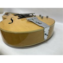 1980s Korean Antoria Jazzstar hollow body electric guitar, in blonde finish with inlaid fretboard, model no E G794, L109cm