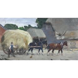 James Kerr-Lawson (Canadian 1864-1939): The Haycart, oil on board signed 19cm x 35cm