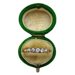  Victorian graduating five stone diamond ring, stamped 18, retailed by Samuel Sharpe Retford, in original velvet box  Notes: By direct decent from Sharpe family  