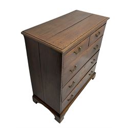 Georgian oak chest, straight front fitted with two short and three long drawers, on bracket feet