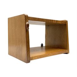 'Mouseman' two tier oak wall hanging shelf, carved with mouse signature, by Robert Thompson of Kilburn