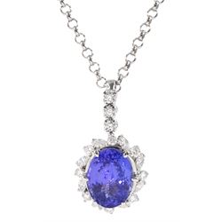 18ct white gold oval tanzanite, round br