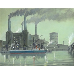  Steven Scholes (Northern British 1952-): 'Battersea Power Station, London 1958', oil on canvas signed, titled verso 39cm x 49cm  