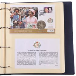 Coin and medallic covers, including 1984 first day issue Scottish one pound coin, 1999 Rugby World Cup with two pound coin, other one pound and two pound coin covers, various Royalty commemorative coin covers etc and various commemorative stamp, housed in five folders