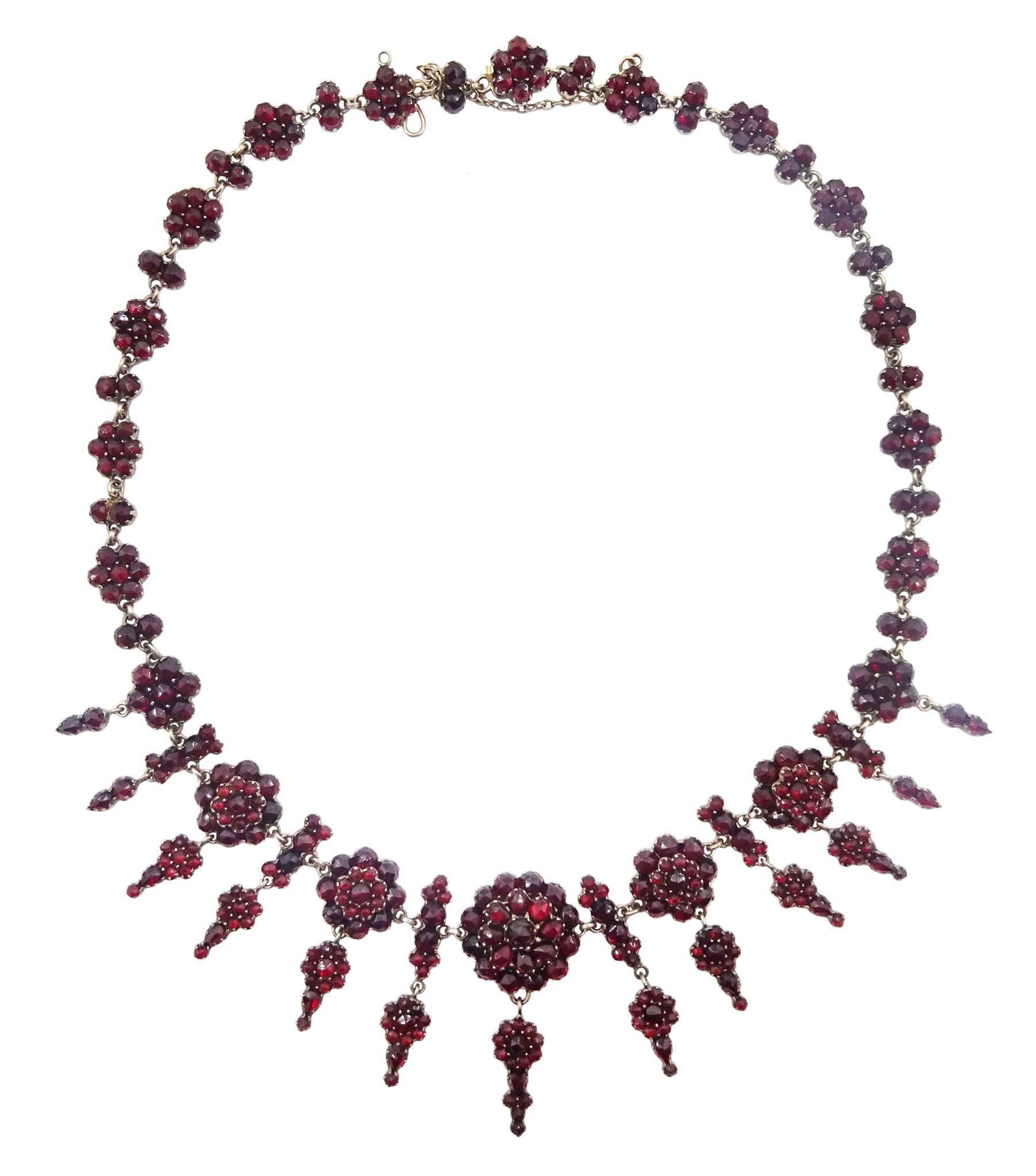 Victorian Bohemian garnet graduating fringe necklace