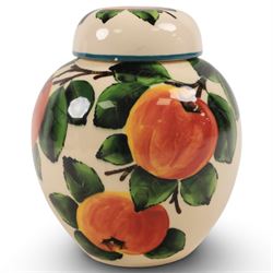 Wemyss Pottery ginger jar, decorated with apples, signed beneath, H18cm
