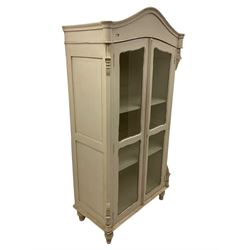 French white painted armoire cabinet, fitted with two glazed display doors