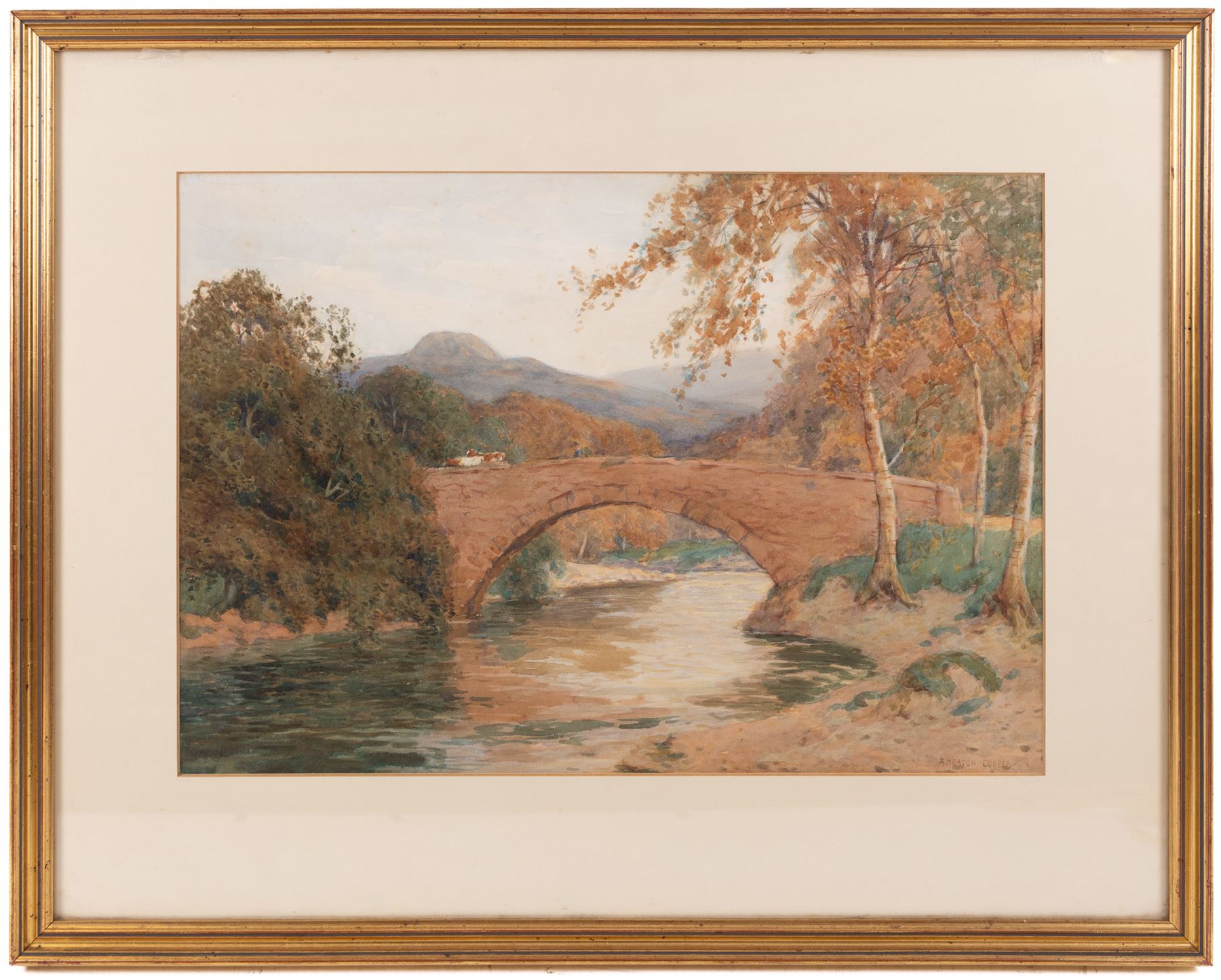 Alfred Heaton Cooper (British 1863-1929): Brig o' Turk in the Trossachs, watercolour signed 38cm x 55cm 
Provenance: with The Heaton Cooper Studio, stock label verso
