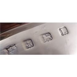 Pair of 1930s silver serving dishes with covers, each with removable handles, hallmarked Barker Brothers Silver Ltd, Birmingham 1935, L27.5cm, H12cm