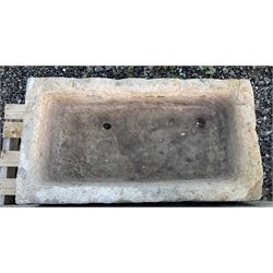 Small 19th century rectangular stone trough - THIS LOT IS TO BE COLLECTED BY APPOINTMENT FROM DUGGLEBY STORAGE, GREAT HILL, EASTFIELD, SCARBOROUGH, YO11 3TX