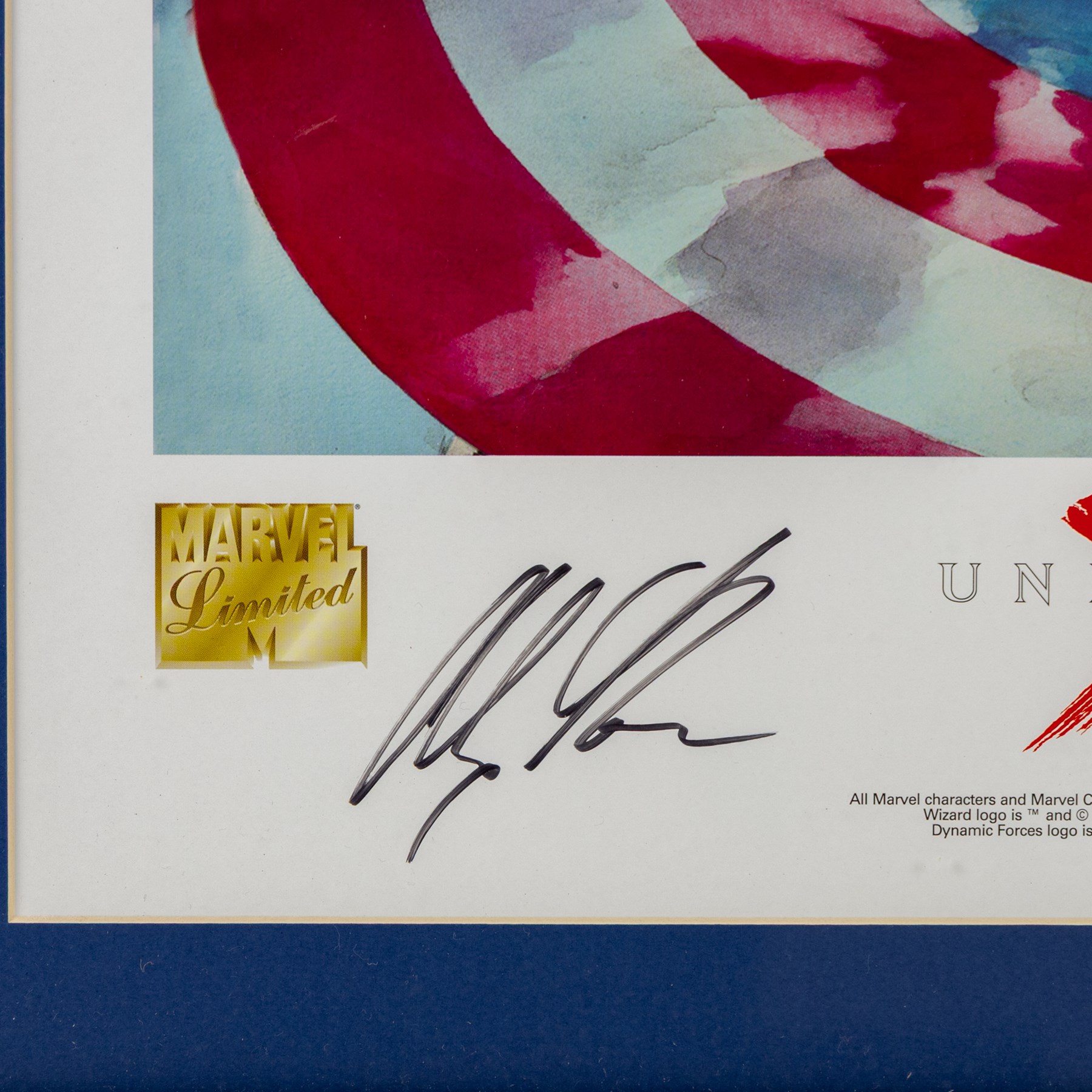 Four limited edition Dynamic Forces Marvel prints, comprising Universe X Premiere lithograph remarked and signed by artist Alex Cross limited no. 21/99, X-Men Death of Phoenix signed by artist Jae Lee, limited no. 7/1980, both with certificate of authenticity and two unsigned prints The Punisher and The Xmen, largest H67cm, W38cm (4)