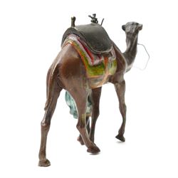 After Bergmann - Austrian School (20th Century) cold painted bronze of a Bedouin leading a camel L16cm