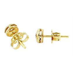 Pair of 18ct gold bezel set, round brilliant cut diamond stud earrings, hallmarked, total diamond weight approx 0.30 carat
