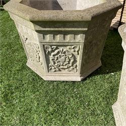 Pair of cast stone octagonal garden planters  - THIS LOT IS TO BE COLLECTED BY APPOINTMENT FROM DUGGLEBY STORAGE, GREAT HILL, EASTFIELD, SCARBOROUGH, YO11 3TX