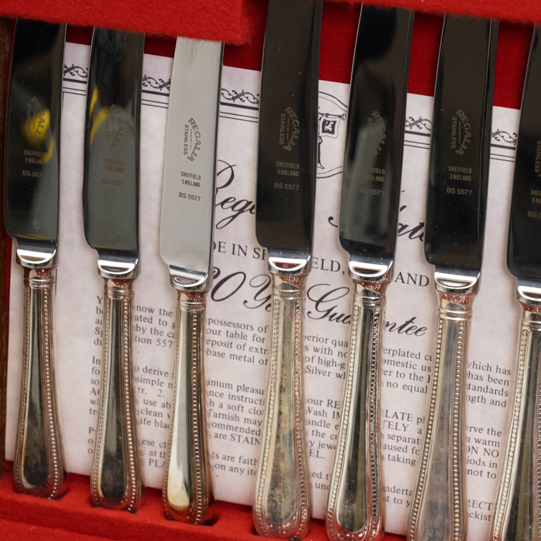 Canteen of Regalia Plate bead edge plated cutlery for six covers, another matching set, each containing forty four pieces, two boxes of Arthur Price matching bead edge pastry forks, cheese knife, butter knife and preserve spoon