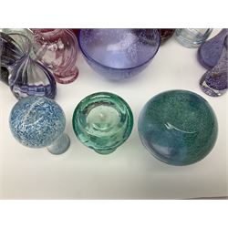 Collection of Caithness glass vases and dishes, to include mottled and swirl designs,  largest 20cm (23)