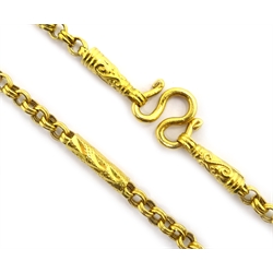  22ct gold (tested) embossed barrel design link necklace, approx 30.8gm  