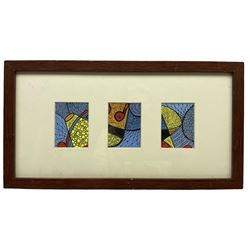 Nina Pickup (British 1947-): Abstract Triptych, three gouaches signed each image 6cm x 8cm (framed as one)