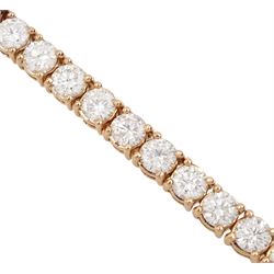 18ct rose gold round brilliant cut diamond bracelet, stamped, total diamond weight 7.00 carat, with World Gemological Institute Report stating VS1-VS2 clarity, H-I colour