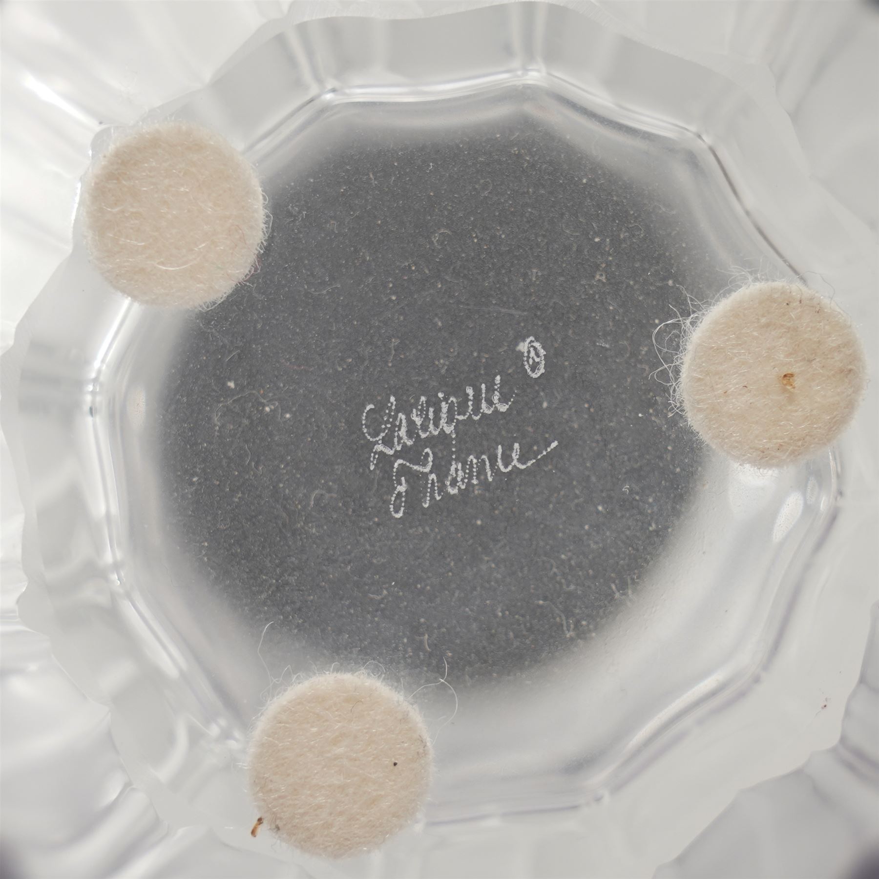 Lalique Tulip pattern glass vase of baluster form, the base signed 'Lalique, France' 17.5cm