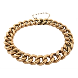  Victorian gold curb chain bracelet, stamped 9ct, retailed by Samuel Sharpe Retford, in original velvet lined leather box  Notes: By direct decent from Sharpe family  