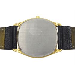 Omega De Ville gentleman's gold plated and stainless steel quartz wristwatch, Cal. 1336, Ref. 191 0097, on black leather strap