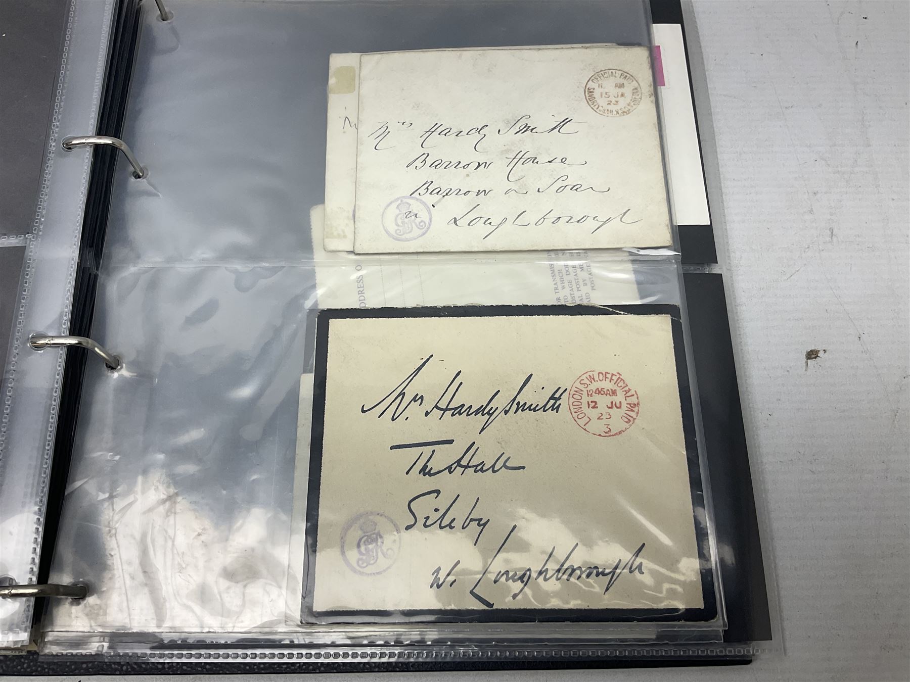 Postal history including air mail, telegrams, covers with 'Privy Purse Buckingham Palace' stamp, first day covers etc, housed in two ring binder folders