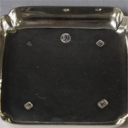 Late 20th century silver pin dish, of square form, with Queen Elizabeth II Coronation hallmark for C J Vander Ltd, London 1953, W9cm