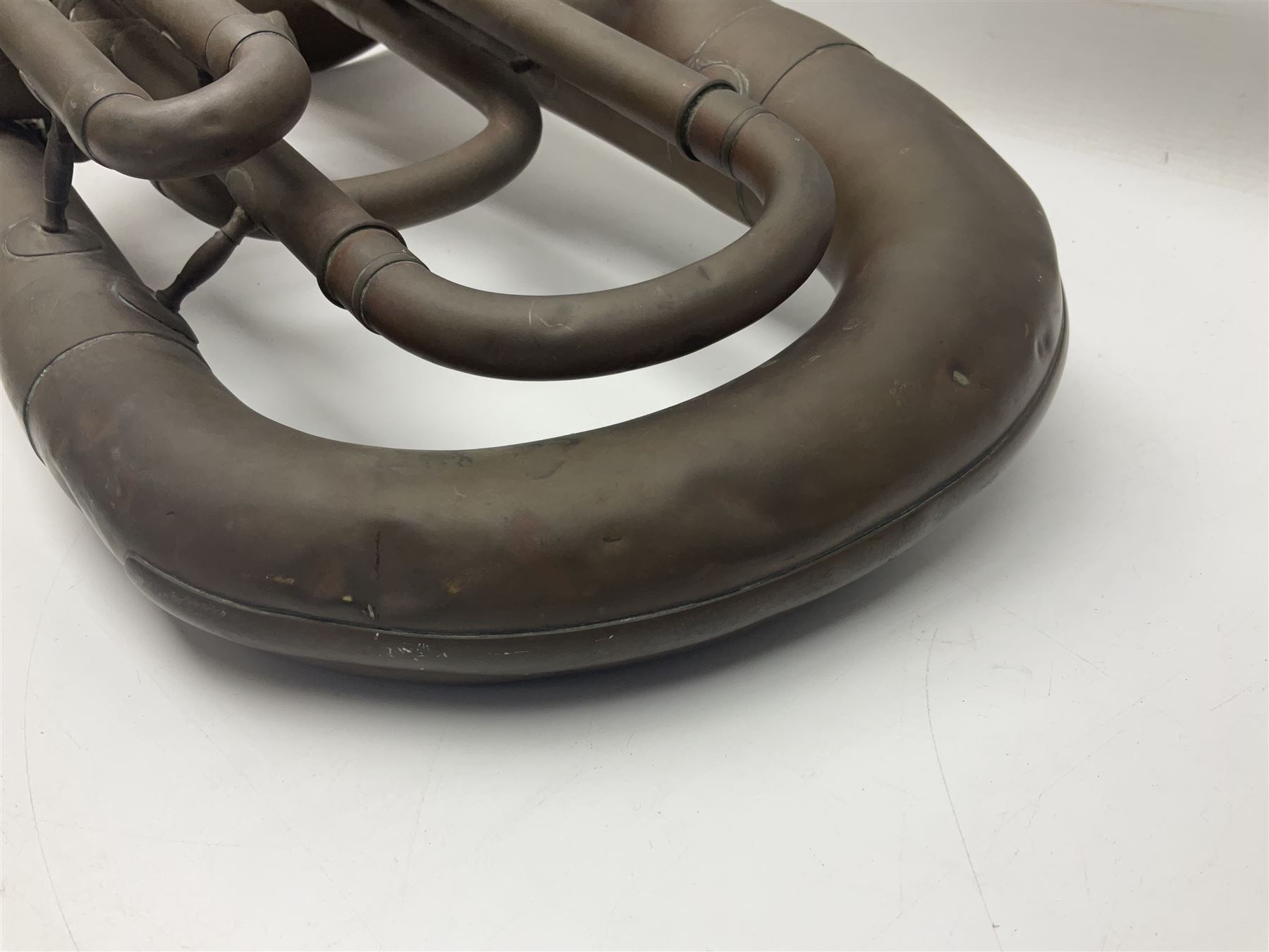 Early 20th century French Jerome Thibouville-Lamy Class B brass 4-valve euphonium for restoration or display L59cm