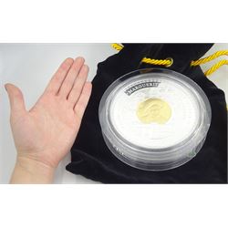 Queen Elizabeth II 2002 Bank of Zambia 3000 grams fine silver proof coin, housed in a capsule with certificate and bag